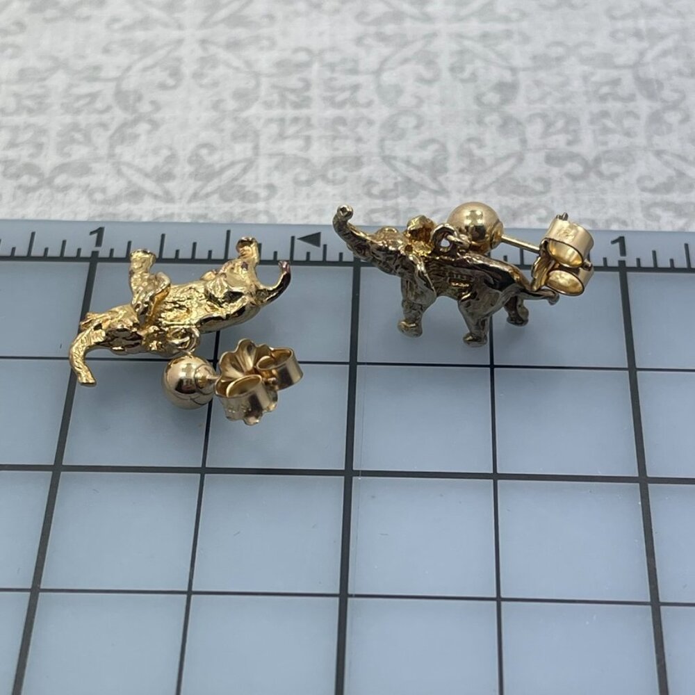 Sterling Elephant Drop Earrings with 14K Gold Filled Studs - Picture 5 of 5